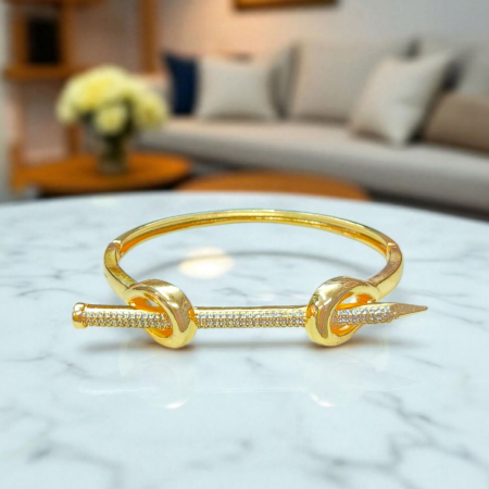 Gold Plated Nail Knot Bangle Bracelet