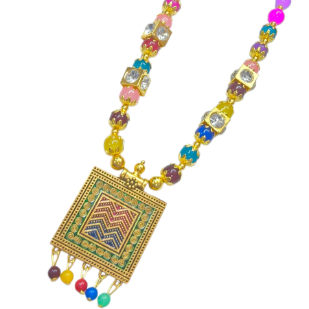 Traditional Tribal Beaded Necklace Set with Earrings