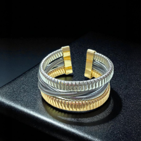 Dual Tone Layered Cuff Bracelet